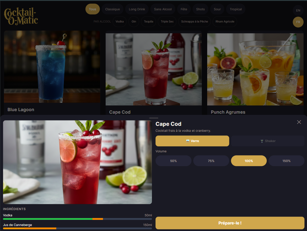 Cocktail ordering detail view